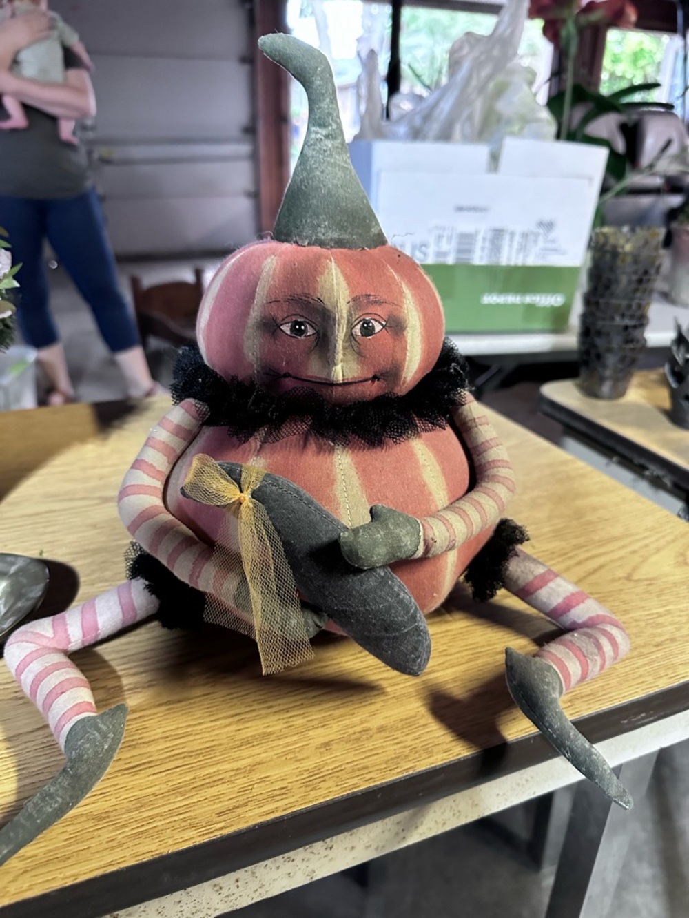 Whimsical Pumpkin Character Doll - Orange & Green